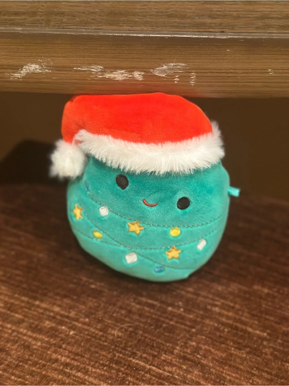 Squishmallows Green Holiday Plush with Red Santa Hat